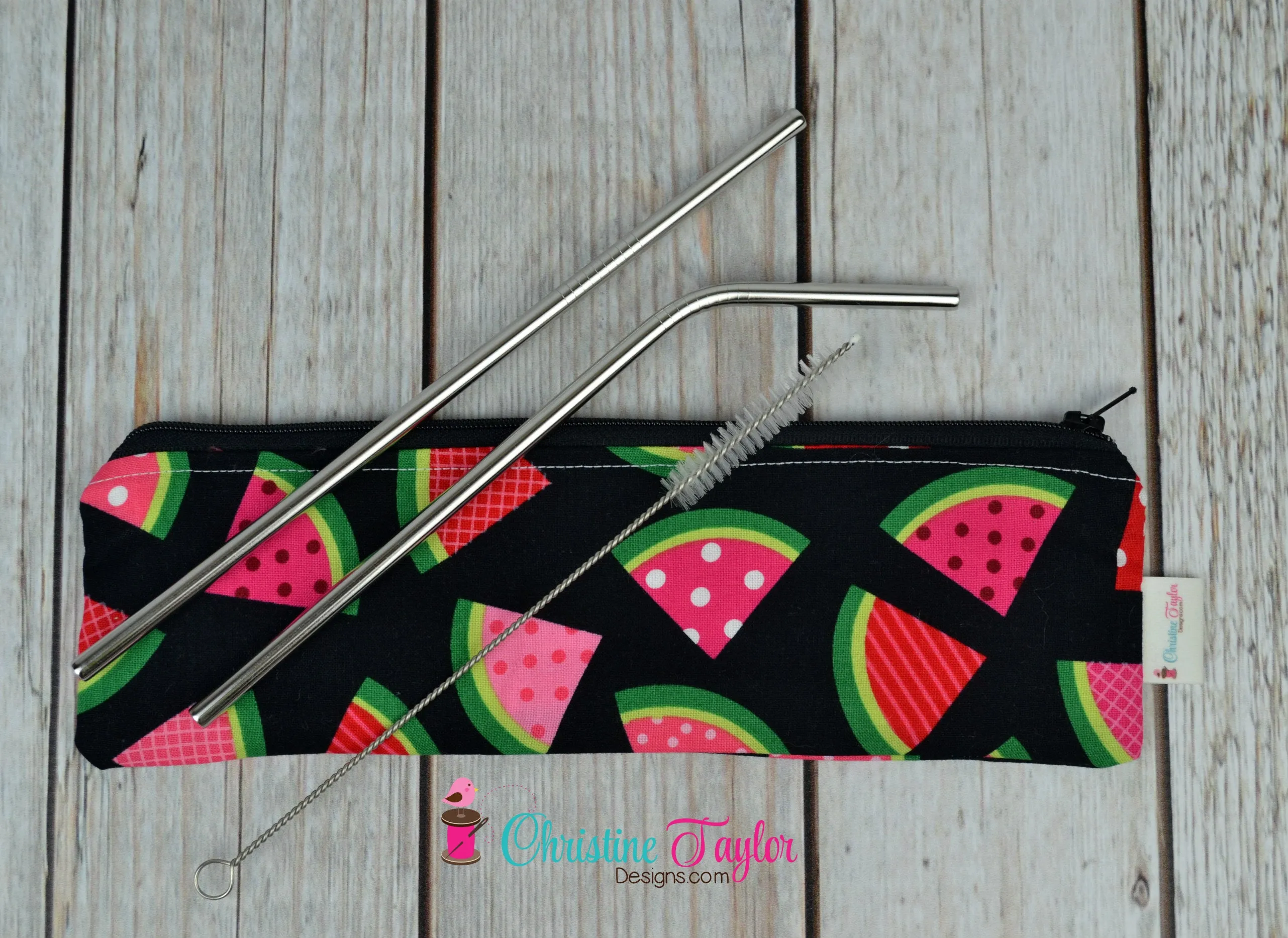 Ready Made Straw Pouch - Watermelon