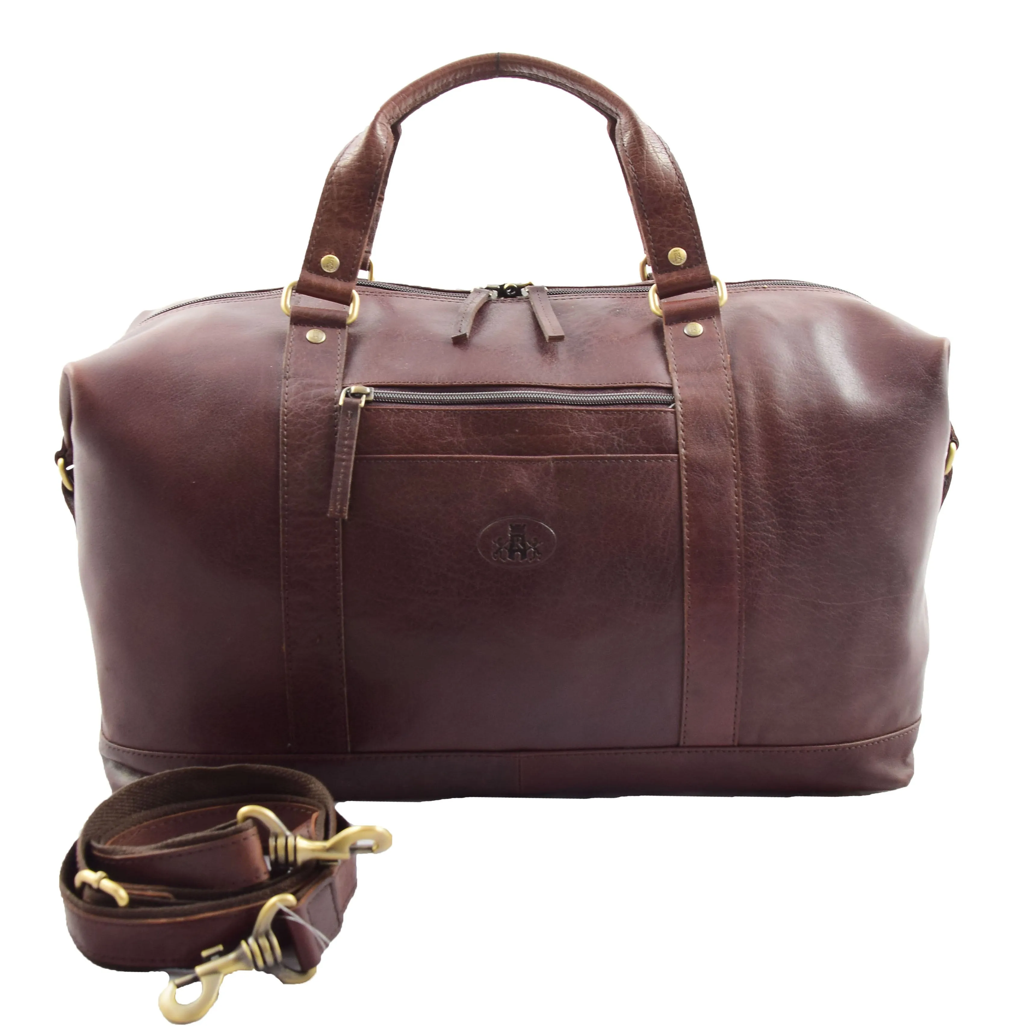 Real Leather Travel Holdall Large Duffle Bag Texas Brown