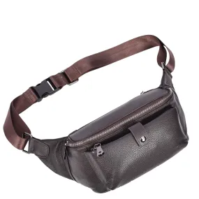 Real Leather Waist Pack Mobile Money Multiple Pockets Bum Bag Travel Pouch AY18 Brown