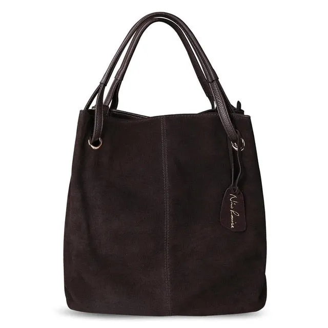 Real Split Suede Leather Tote Bag