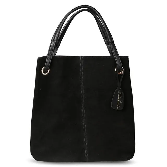 Real Split Suede Leather Tote Bag