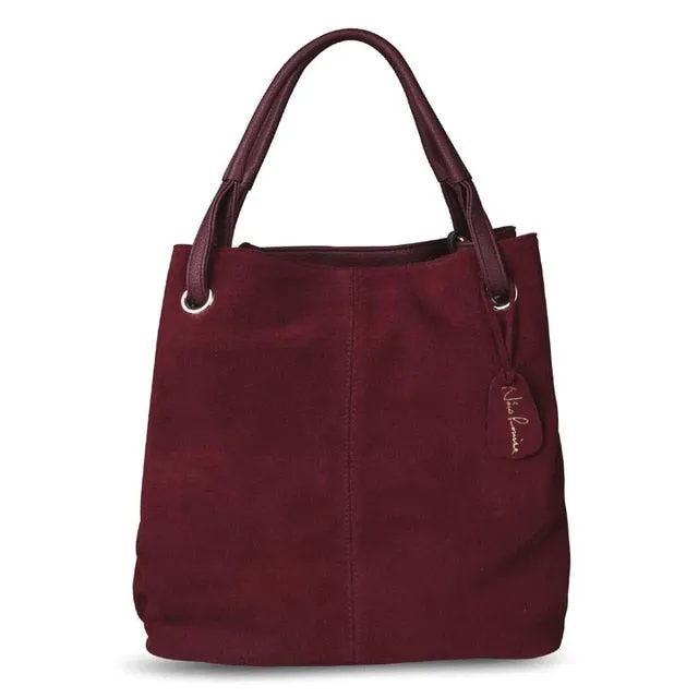 Real Split Suede Leather Tote Bag