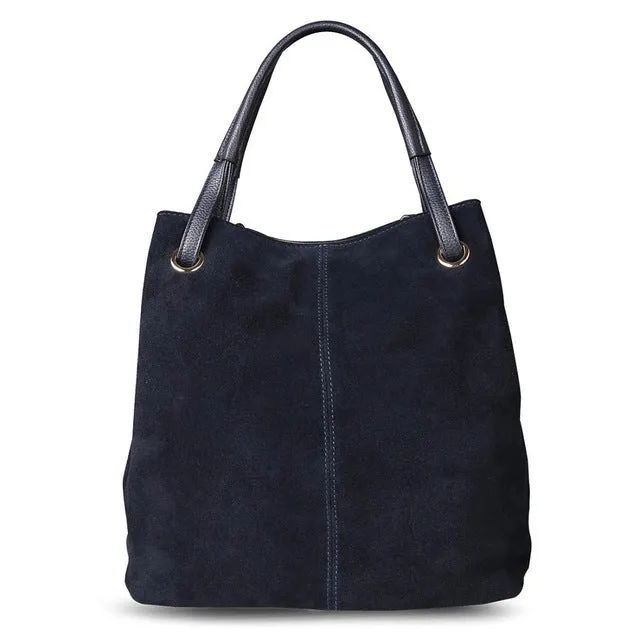 Real Split Suede Leather Tote Bag