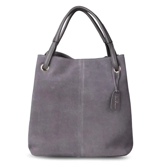 Real Split Suede Leather Tote Bag