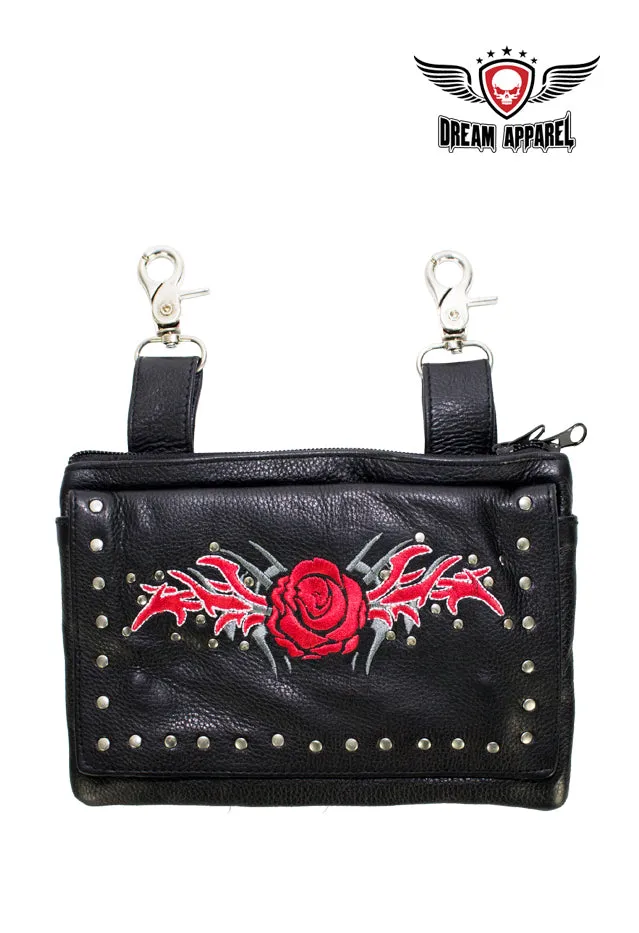 Red Rose All Naked Cowhide Leather Belt Bag