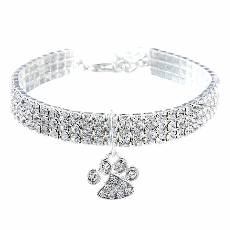 Rhinestone Pearl Necklace Dog & Cat Collar | Elegant Pet Jewelry with Sparkling Pendant