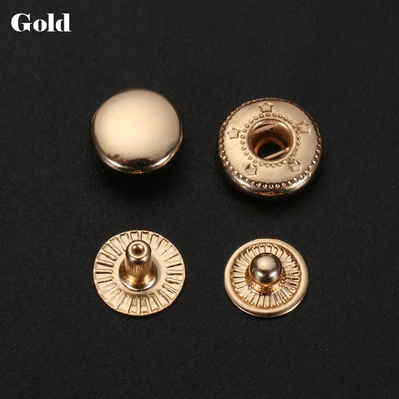 Round Metal S Spring Snap Rivet Button Fastener Closure Press Stud Popper Tich Silver Gold Craft Leather Bag Backpack Coat Shirt Diary