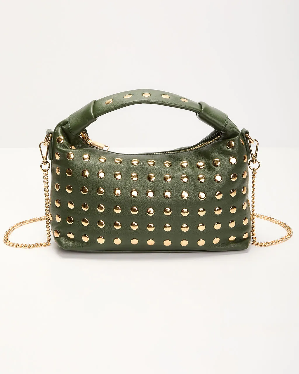 Roxy Woven Studded Top Handle Bag