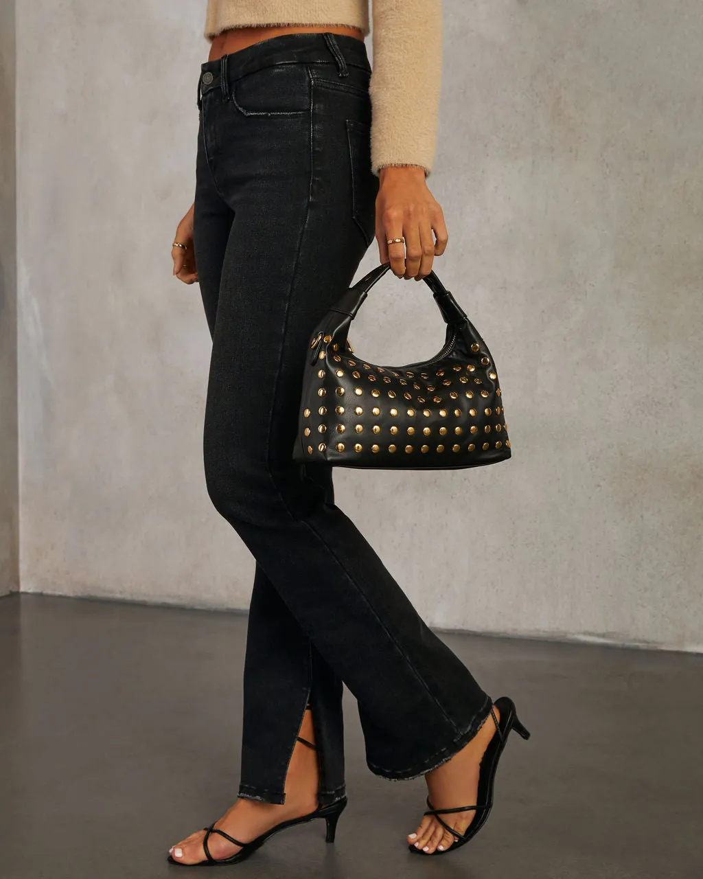 Roxy Woven Studded Top Handle Bag