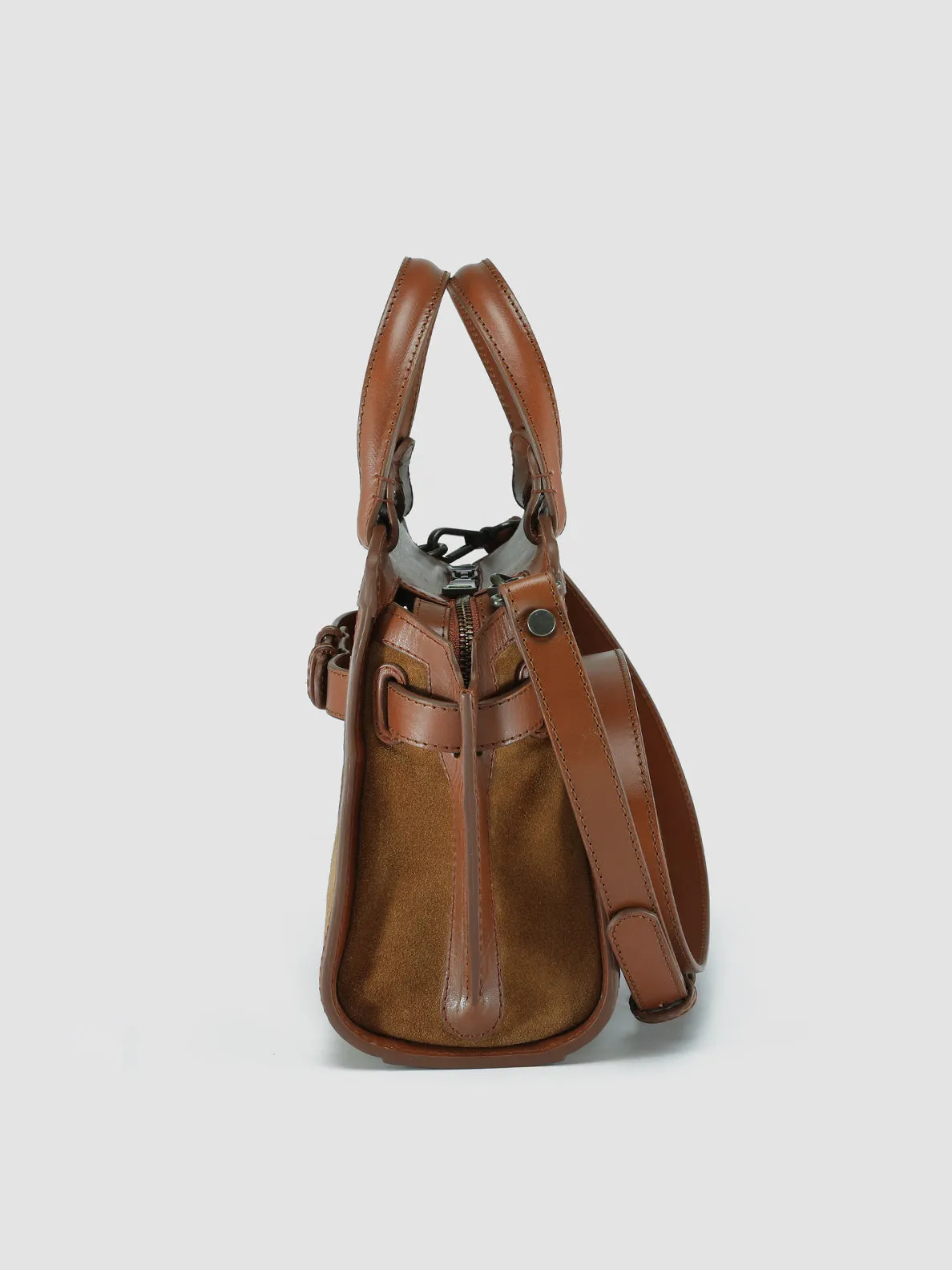 SADDLE 009 - Brown Suede Handle Bag