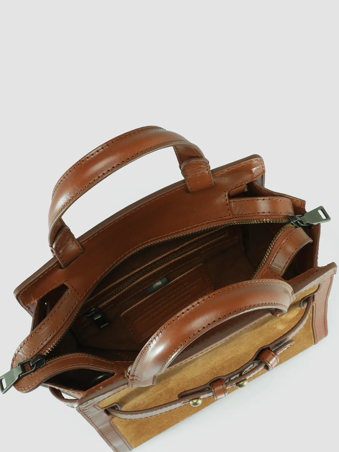 SADDLE 009 - Brown Suede Handle Bag