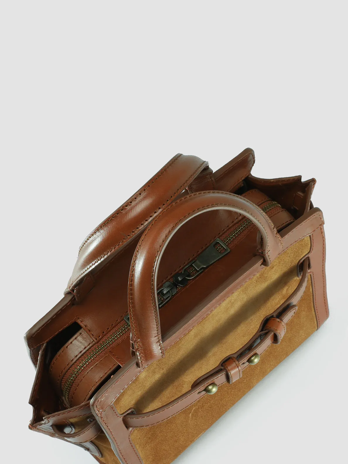 SADDLE 009 - Brown Suede Handle Bag