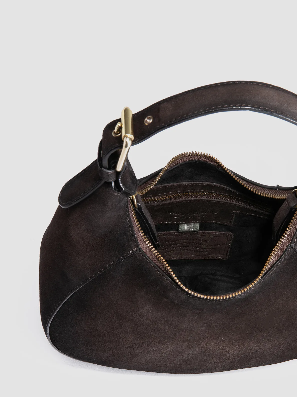 SADDLE 022 - Brown Suede Handle Bag