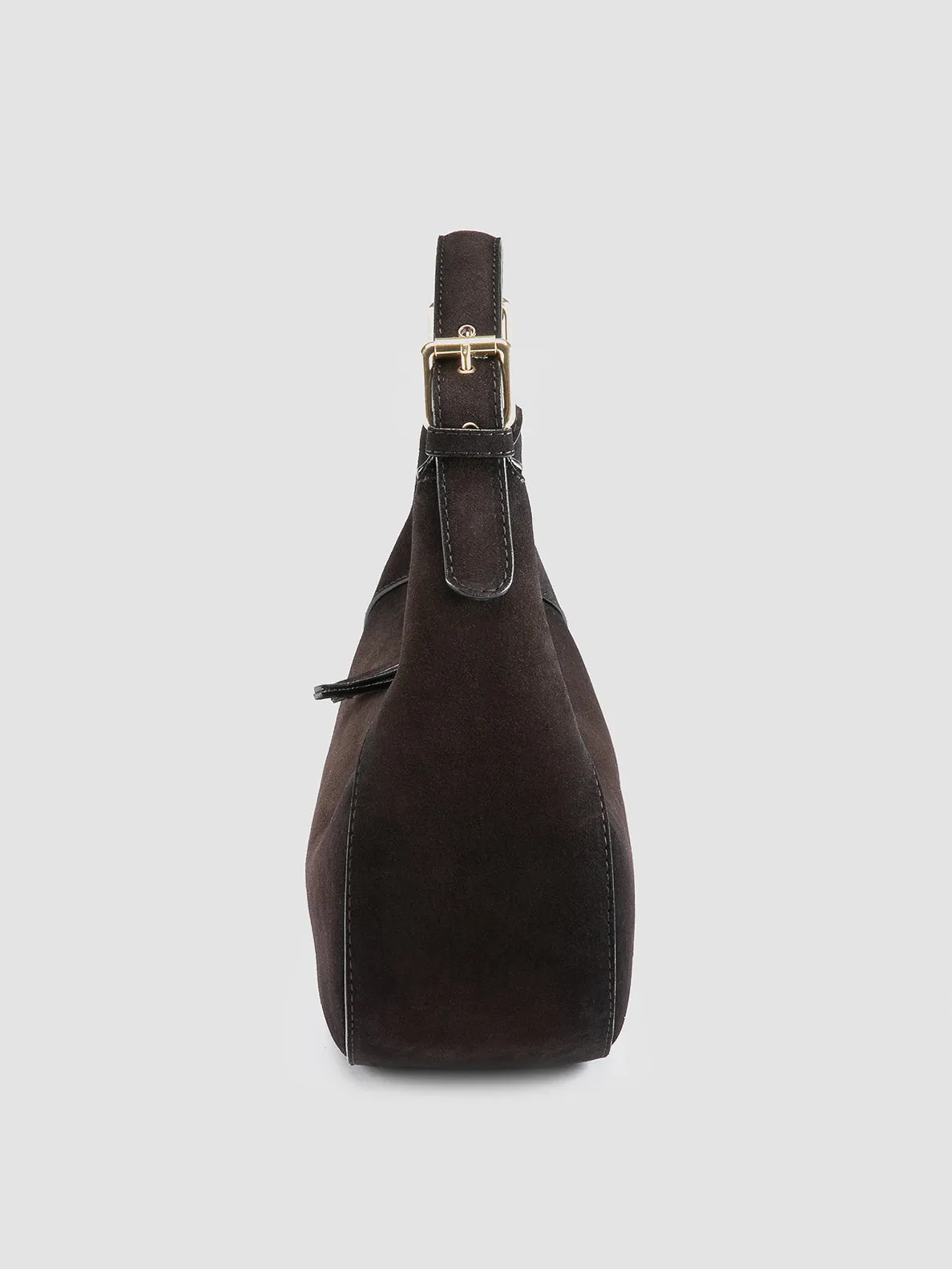 SADDLE 022 - Brown Suede Handle Bag