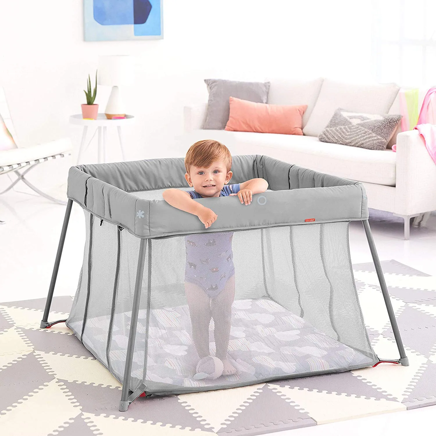 Skip Hop Play To Night Expanding Travel Crib - Grey/Cloud (1 Year Local Warranty On Manufacturing Defects)