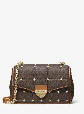 SoHo Large Studded Quilted Signature Logo Shoulder Bag