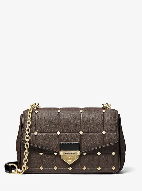 SoHo Large Studded Quilted Signature Logo Shoulder Bag