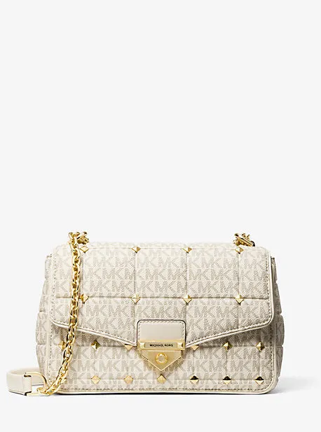 SoHo Large Studded Quilted Signature Logo Shoulder Bag