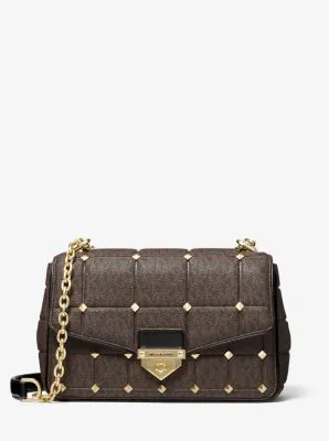 SoHo Large Studded Quilted Signature Logo Shoulder Bag