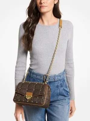 SoHo Large Studded Quilted Signature Logo Shoulder Bag