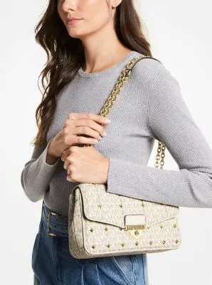 SoHo Large Studded Quilted Signature Logo Shoulder Bag