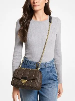 SoHo Large Studded Quilted Signature Logo Shoulder Bag