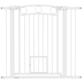 Stair Gate with Cat Door, Adjustable Width 76-104cm & 96cm Tall