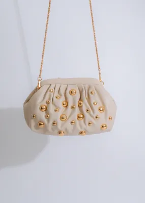 Stellar Studded Clutch Nude