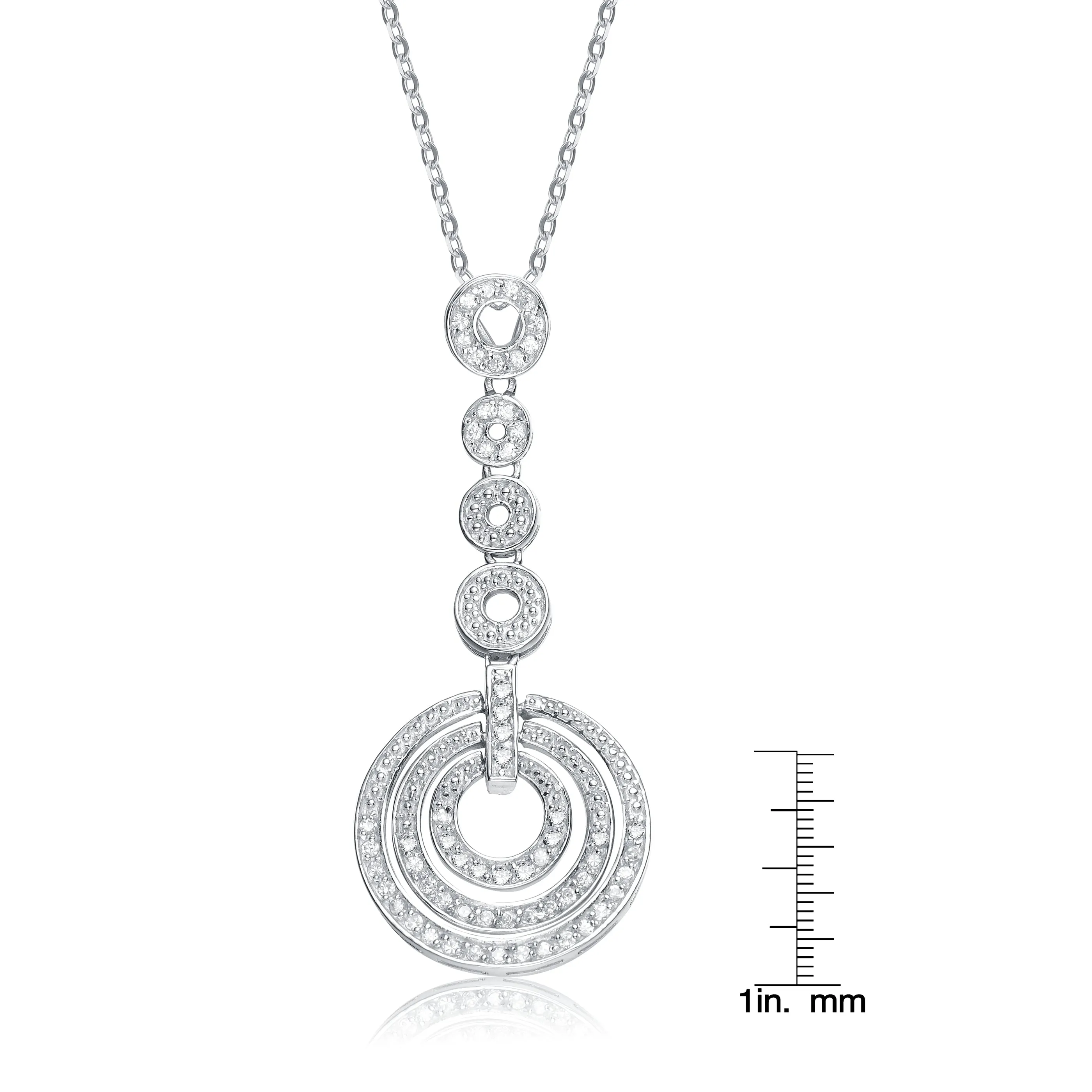 Sterling Silver White Cubic Zirconia Circles Pendant