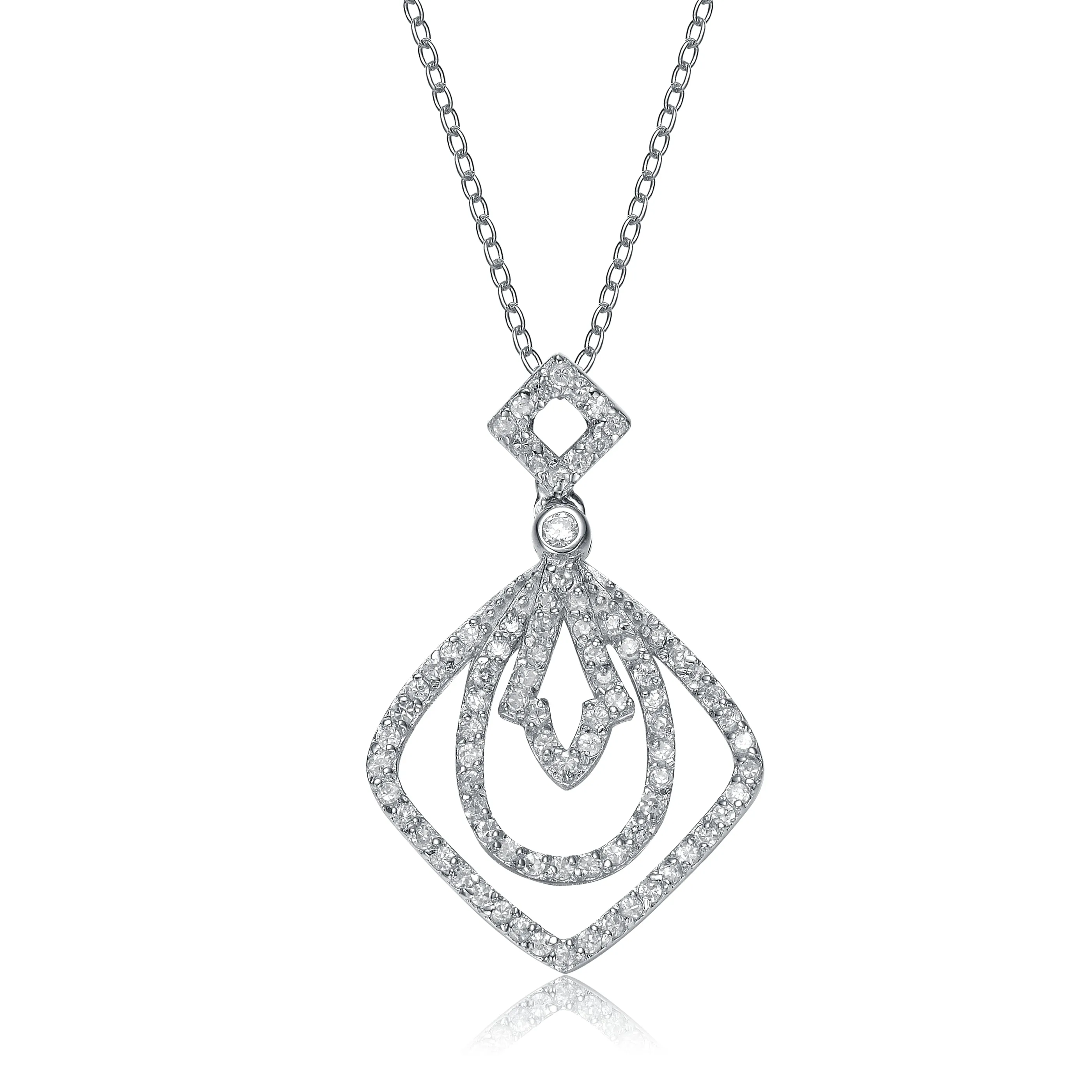 Sterling Silver White Cubic Zirconias Shape Pendant