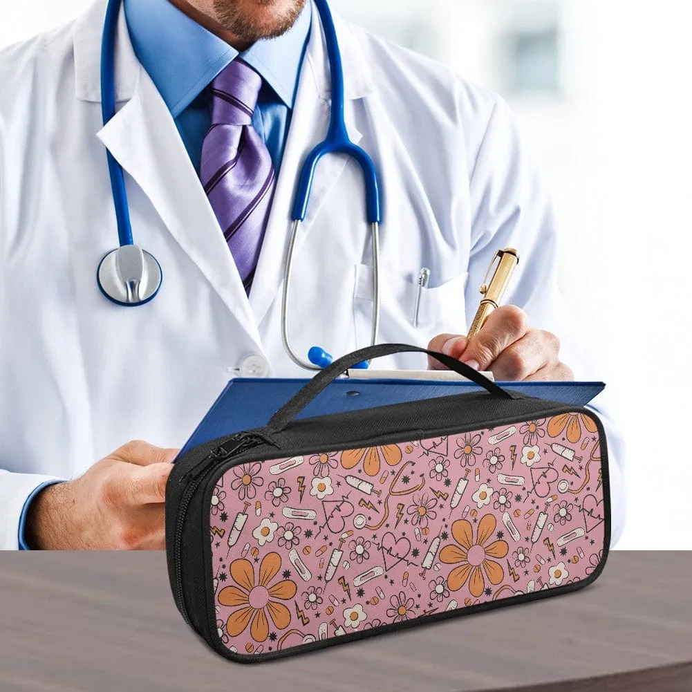 Stethoscope Pink Sunflower Storage Bag