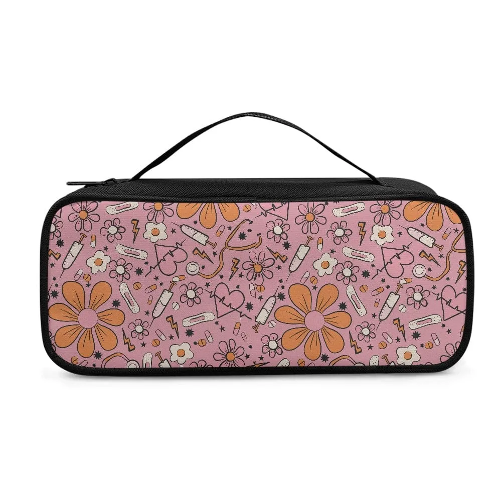 Stethoscope Pink Sunflower Storage Bag