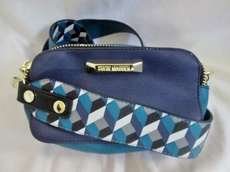 STEVE MADDEN vegan mini satchel shoulder zip crossbody swingpack BLACK TEAL BLUE