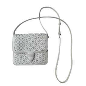 Studded White Leather Crossbody Bag