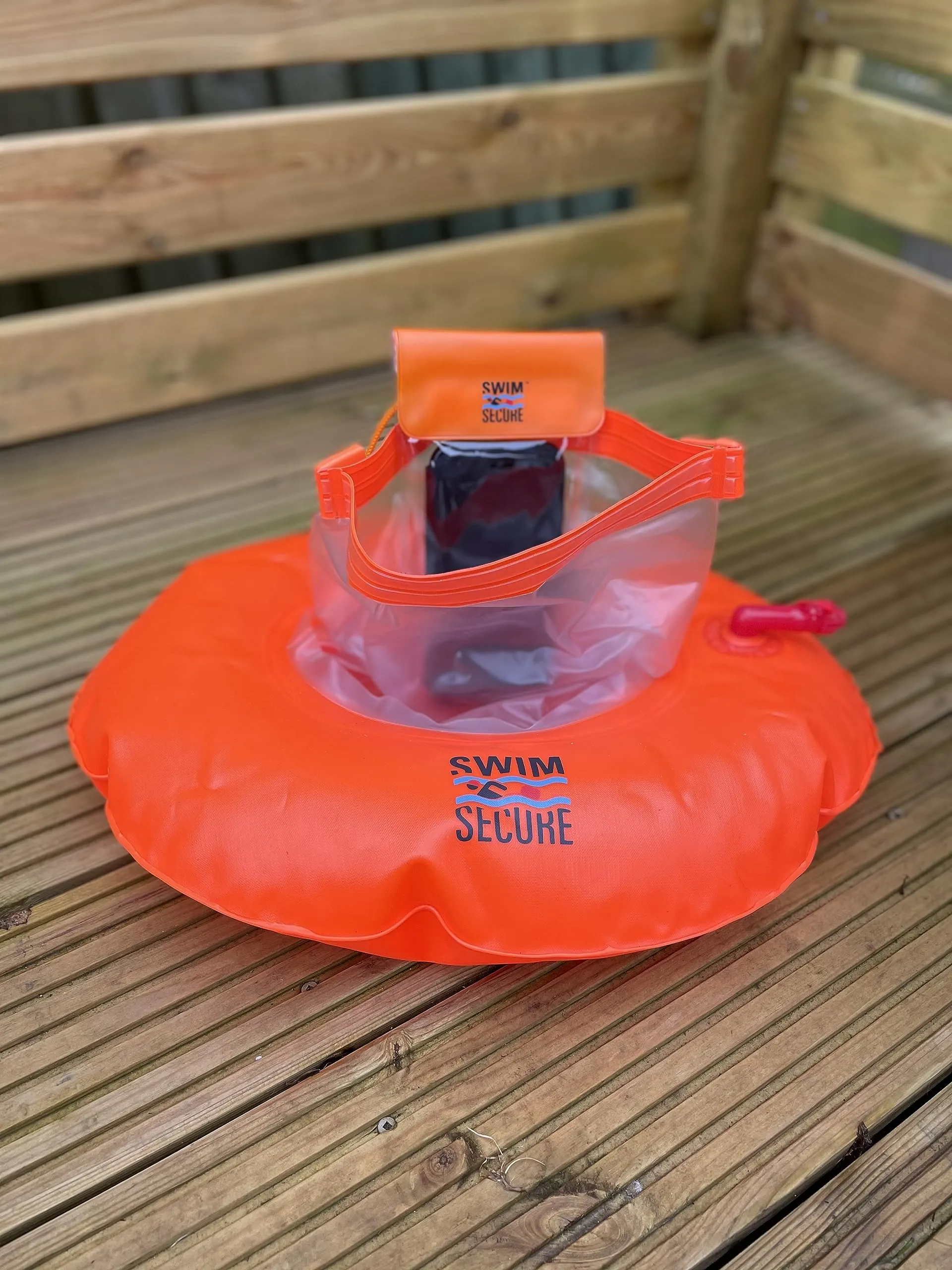 Swim Secure Tow Donut with Integrated Dry Bag- High Visibility Orange