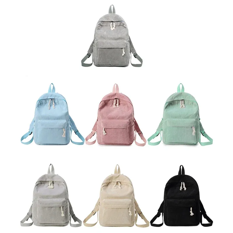 TAVIMART  -  Beige School Backpack For Teenage Girls Pink Soft Fabric Backpack Female Striped Backpack For Women School Bag