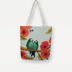 Teal Love Birds - Tote