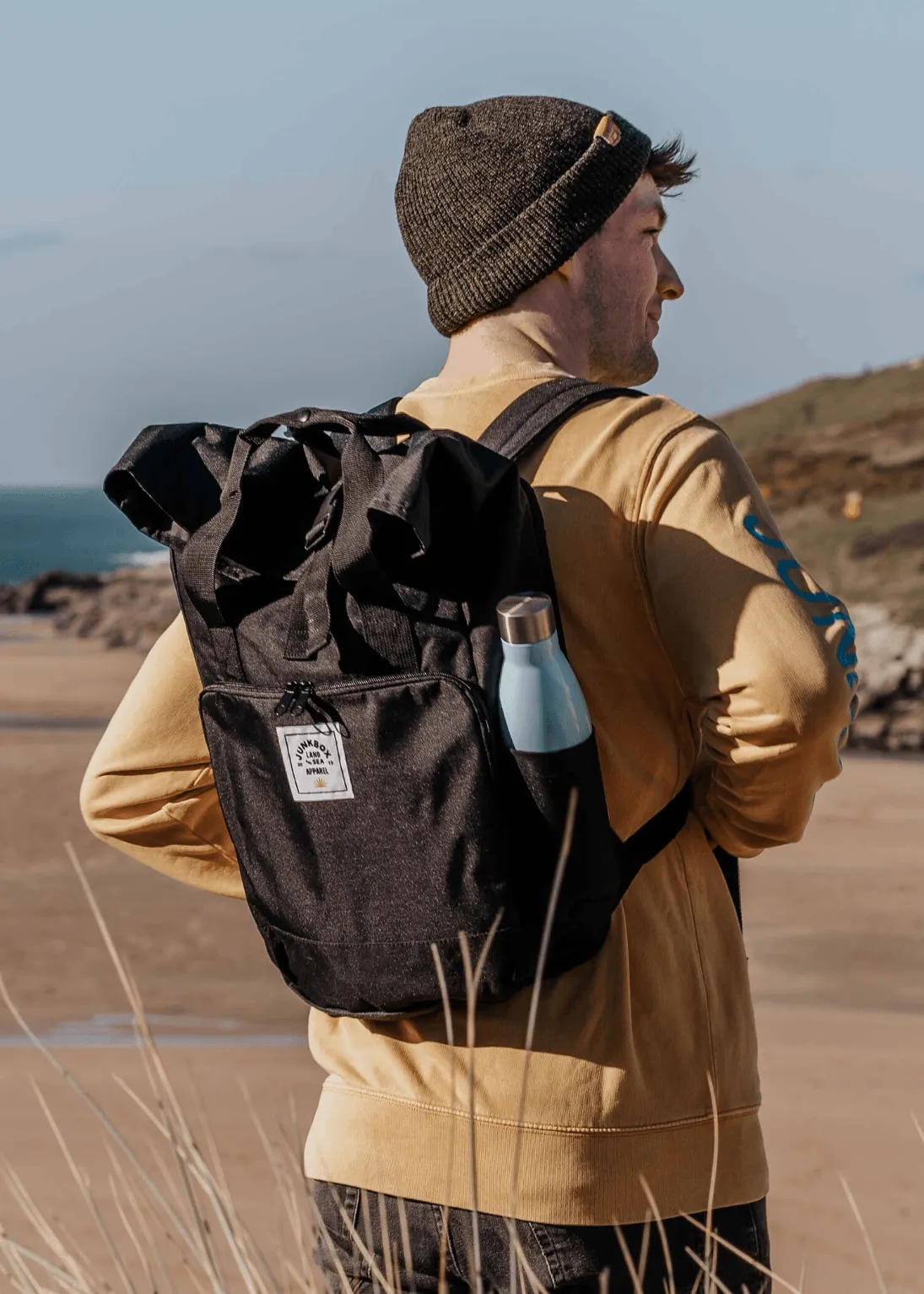 'The Traveller' Recycled Laptop Backpack in Black