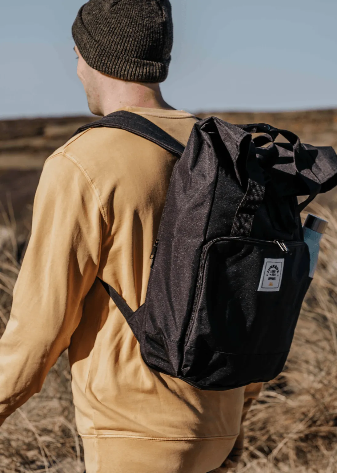 'The Traveller' Recycled Laptop Backpack in Black