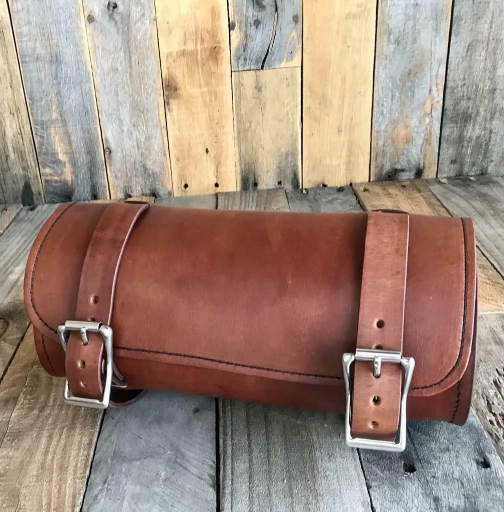 Tool Roll Harley Sportster Softail Chopper Bobber Indian Dyna Honda Brn Leather