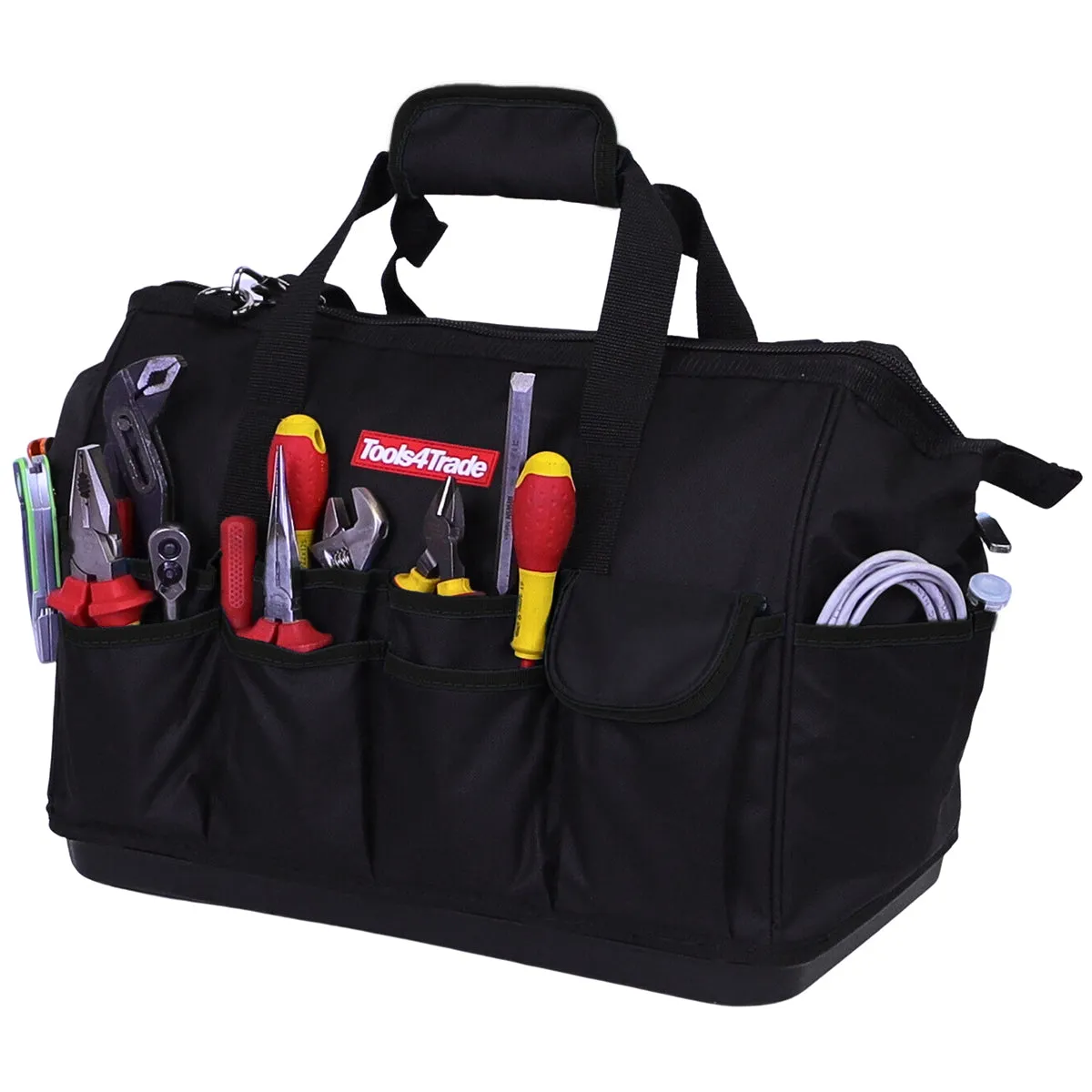 Tools4Trade 18" (45cm) Tool Bag with Multi-Pockets & Hard Base - Black