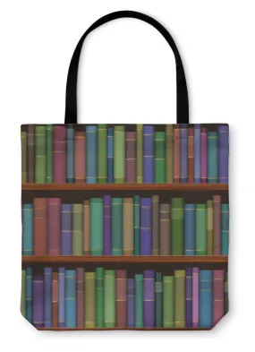 Tote Bag, Library Shelves With Old Books