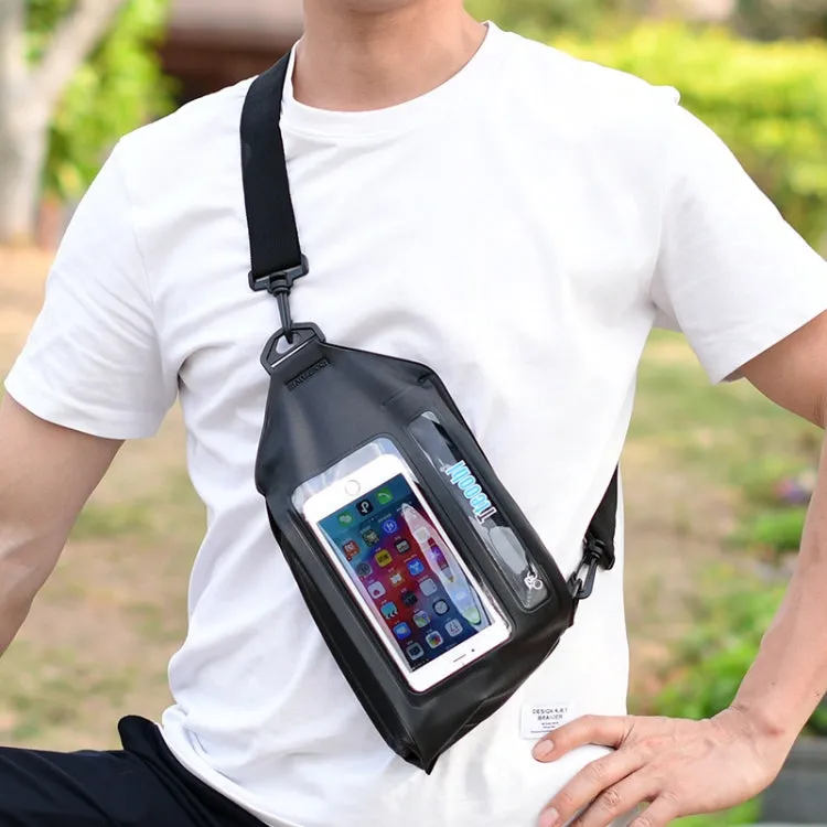 Tteoobl Swimming Waterproof Crossbody Phone Bag Touch Screen Chest Bag,Style:  Zipper Model(Black)