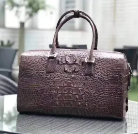 Unisex Classic Genuine Crocodile Leather Travel Duffle Bag