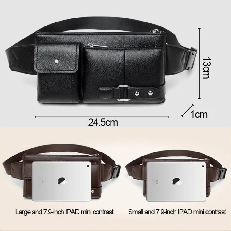 Universal Outdoor Men Shoulder Messenger Bags Retro Men Waist Bag, Size: S (24.5cm x 13cm x 1cm) (Brown)