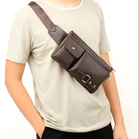 Universal Outdoor Men Shoulder Messenger Bags Retro Men Waist Bag, Size: S (24.5cm x 13cm x 1cm) (Brown)