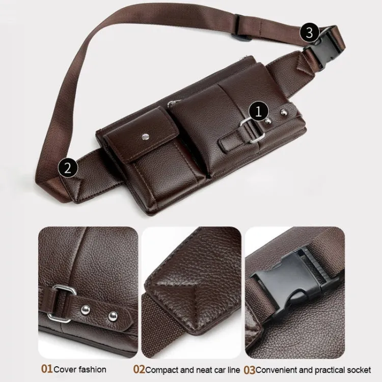 Universal Outdoor Men Shoulder Messenger Bags Retro Men Waist Bag, Size: S (24.5cm x 13cm x 1cm) (Brown)