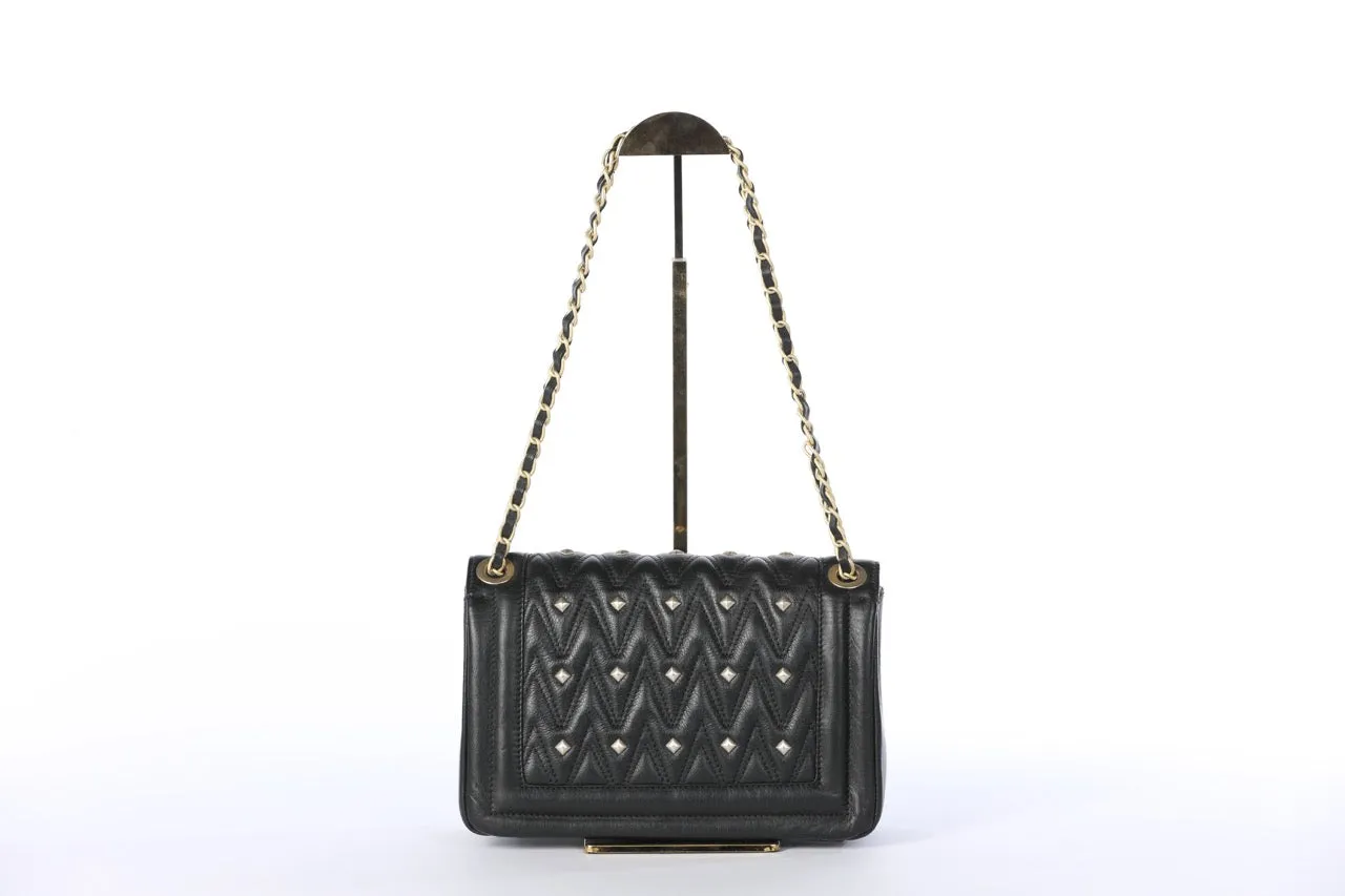 Valentino By Mario Valentino Black Studded "Alice" Convertible Shoulder Bag