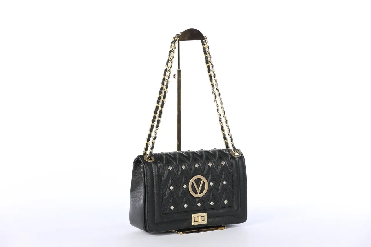 Valentino By Mario Valentino Black Studded "Alice" Convertible Shoulder Bag