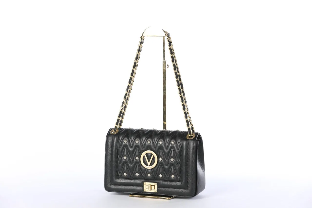 Valentino By Mario Valentino Black Studded "Alice" Convertible Shoulder Bag